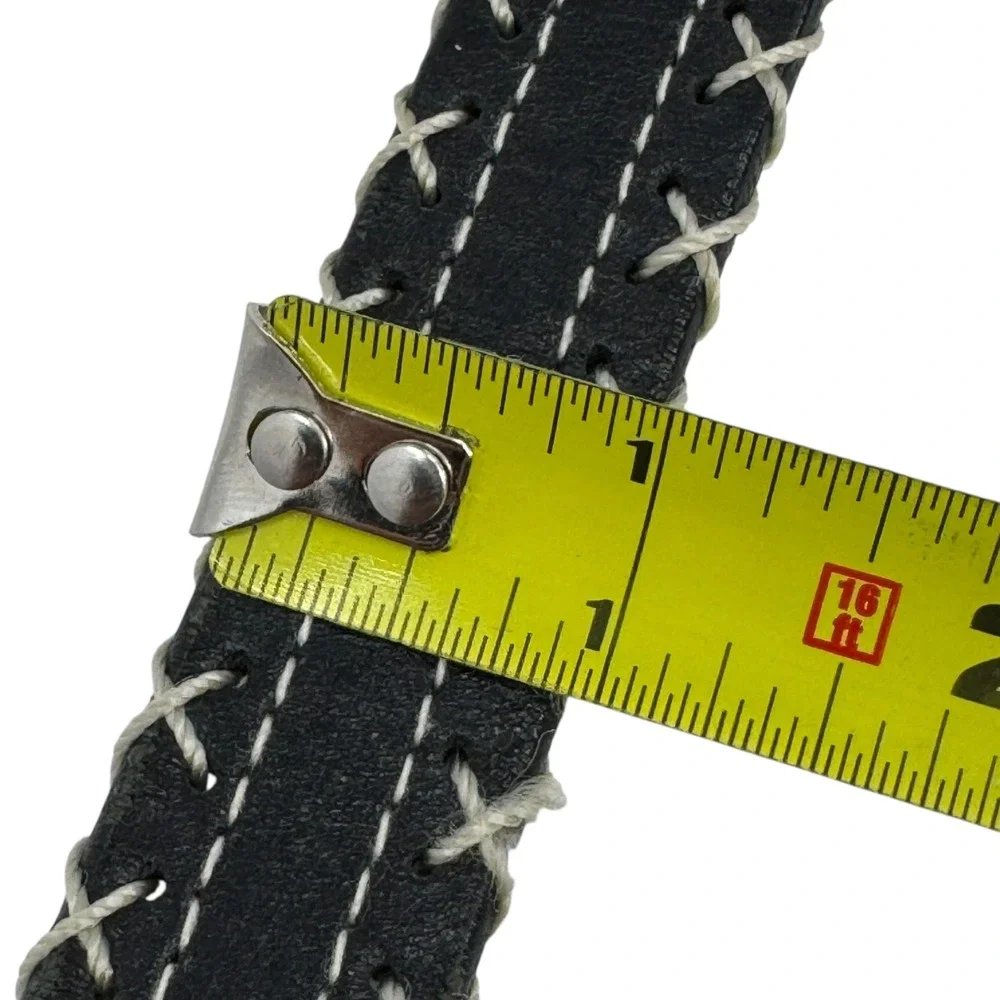 Vintage Y2K Esprit Leather Belt Black Contrast Stitch Women's Western‎ Size L